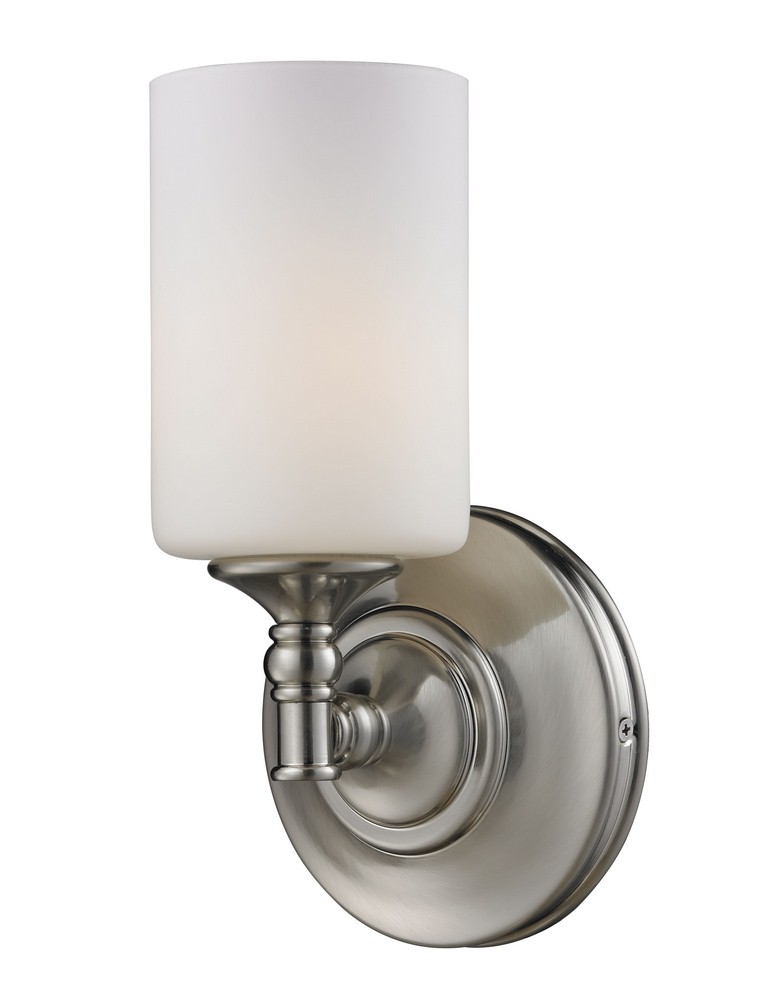 Z-Lite-2102-1S-Cannondale - 1 Light Wall Sconce in Fusion Style - 5.75 Inches Wide by 11 Inches High   Brushed Nickel Finish with Matte Opal Glass