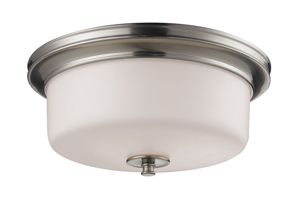 Z-Lite-2102F3-Cannondale - 3 Light Flush Mount in Fusion Style - 15 Inches Wide by 6.5 Inches High   Brushed Nickel Finish with Matte Opal Glass