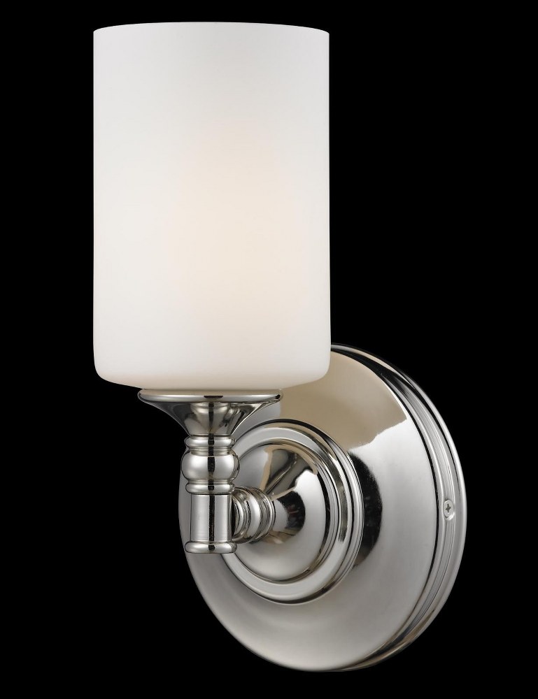 Z-Lite-2103-1S-Cannondale - 1 Light Wall Sconce in Fusion Style - 5.75 Inches Wide by 11 Inches High   Chrome Finish with Matte Opal Glass