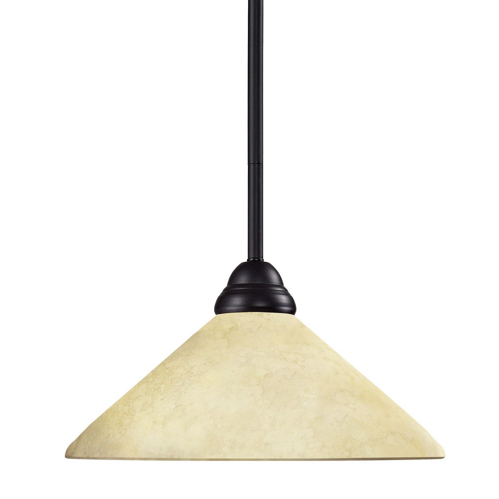 Z-Lite-2114MP-BRZ-AGM14-Riviera - 1 Light Pendant in Billiard Style - 14 Inches Wide by 12 Inches High   Bronze Finish with Golden Mottle Glass