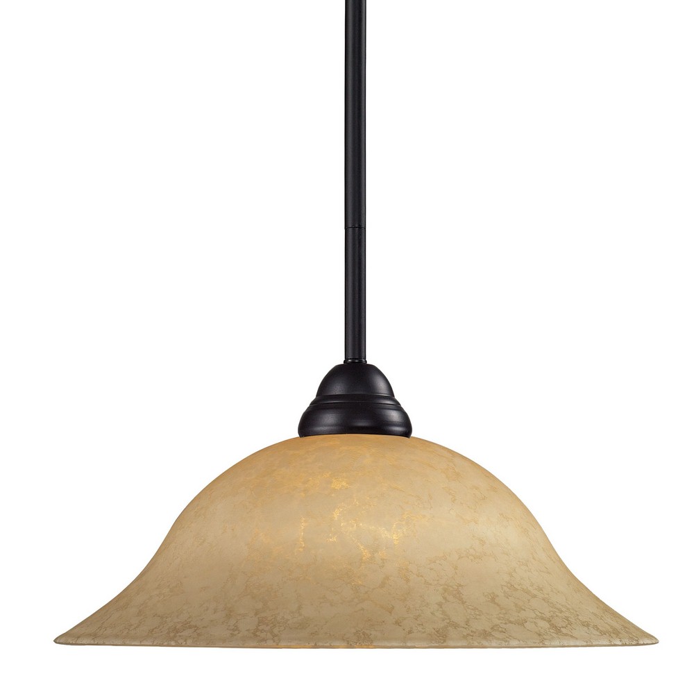 Z-Lite-2114MP-BRZ-GM16-Cobra - 1 Light Pendant in Tuscan Style - 16 Inches Wide by 16 Inches High   Bronze Finish with Golden Mottle Glass