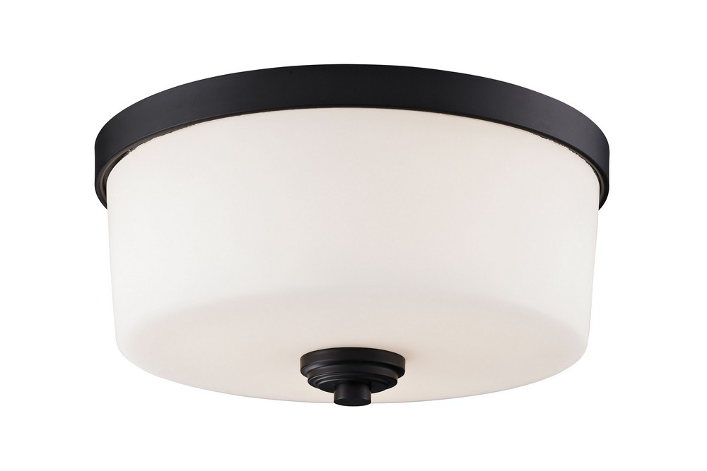 Z-Lite-220F3-Arlington - 3 Light Flush Mount in Tuscan Style - 13.88 Inches Wide by 6.38 Inches High   Bronze Finish with Matte Opal Glass