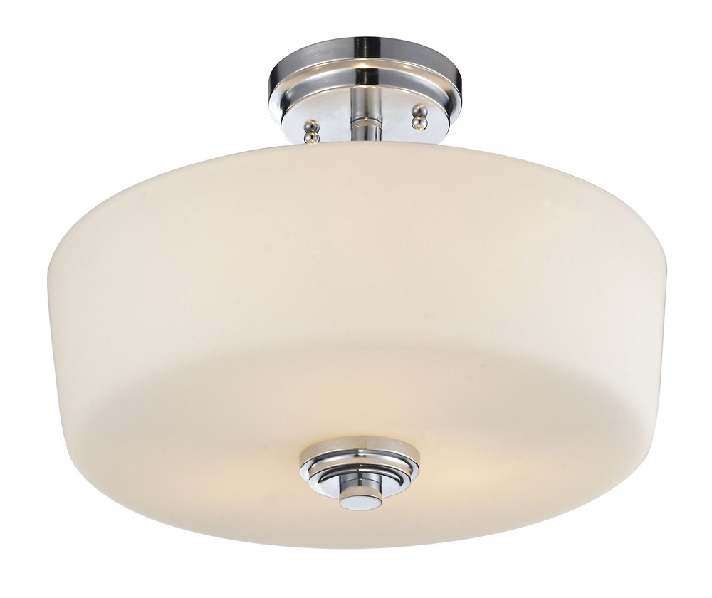 Z-Lite-225SF-Lamina - 3 Light Semi-Flush Mount in Fusion Style - 14.38 Inches Wide by 10.75 Inches High   Chrome Finish with Matte Opal Glass