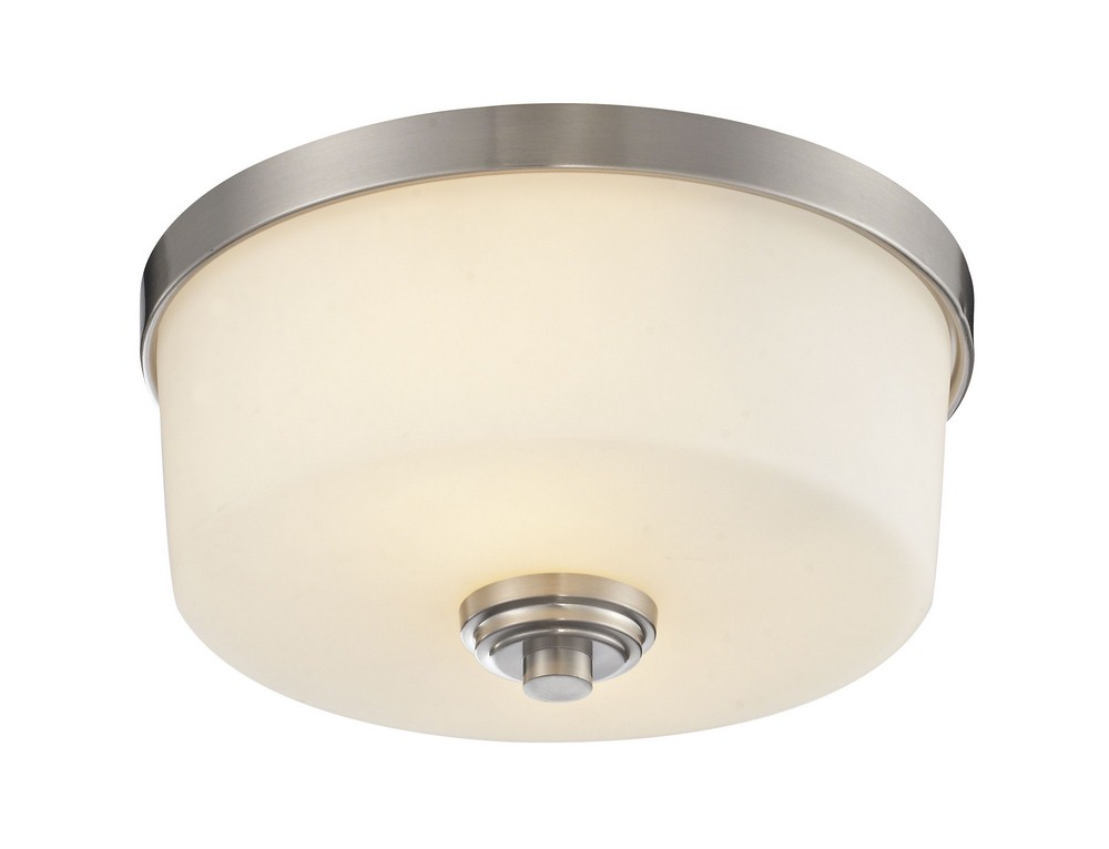 Z-Lite-226F2-Lamina - 2 Light Flush Mount in Restoration Style - 12.13 Inches Wide by 5.75 Inches High   Brushed Nickel Finish with Matte Opal Glass