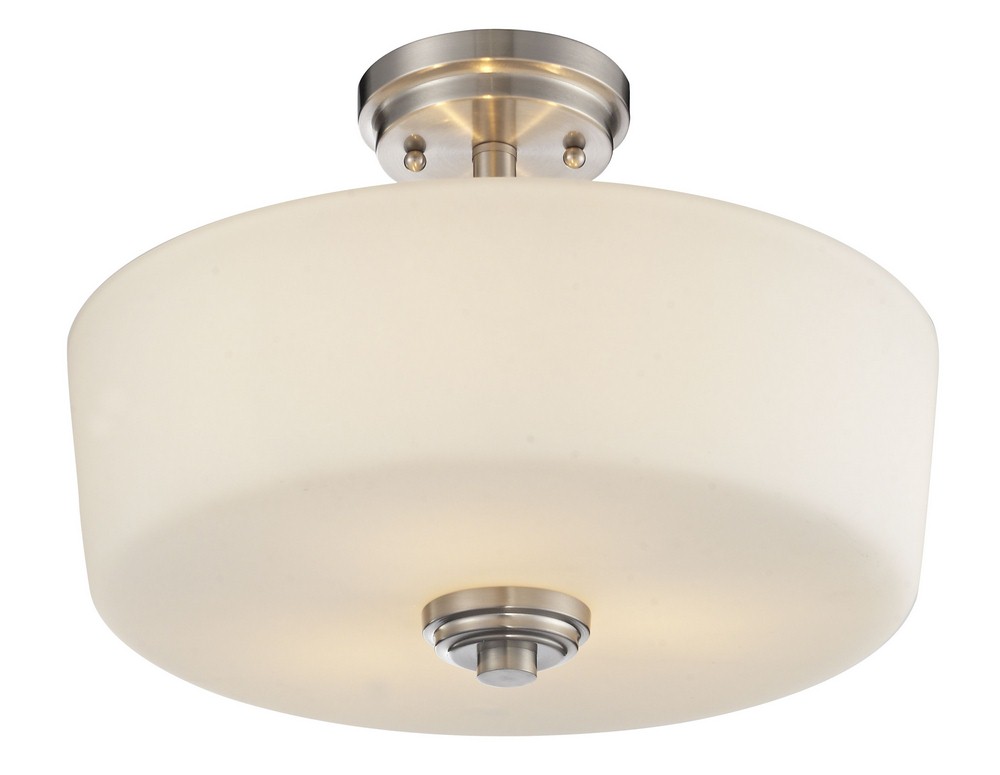 Z-Lite-226SF-Lamina - 3 Light Semi-Flush Mount in Restoration Style - 14.38 Inches Wide by 10.75 Inches High   Brushed Nickel Finish with Matte Opal Glass