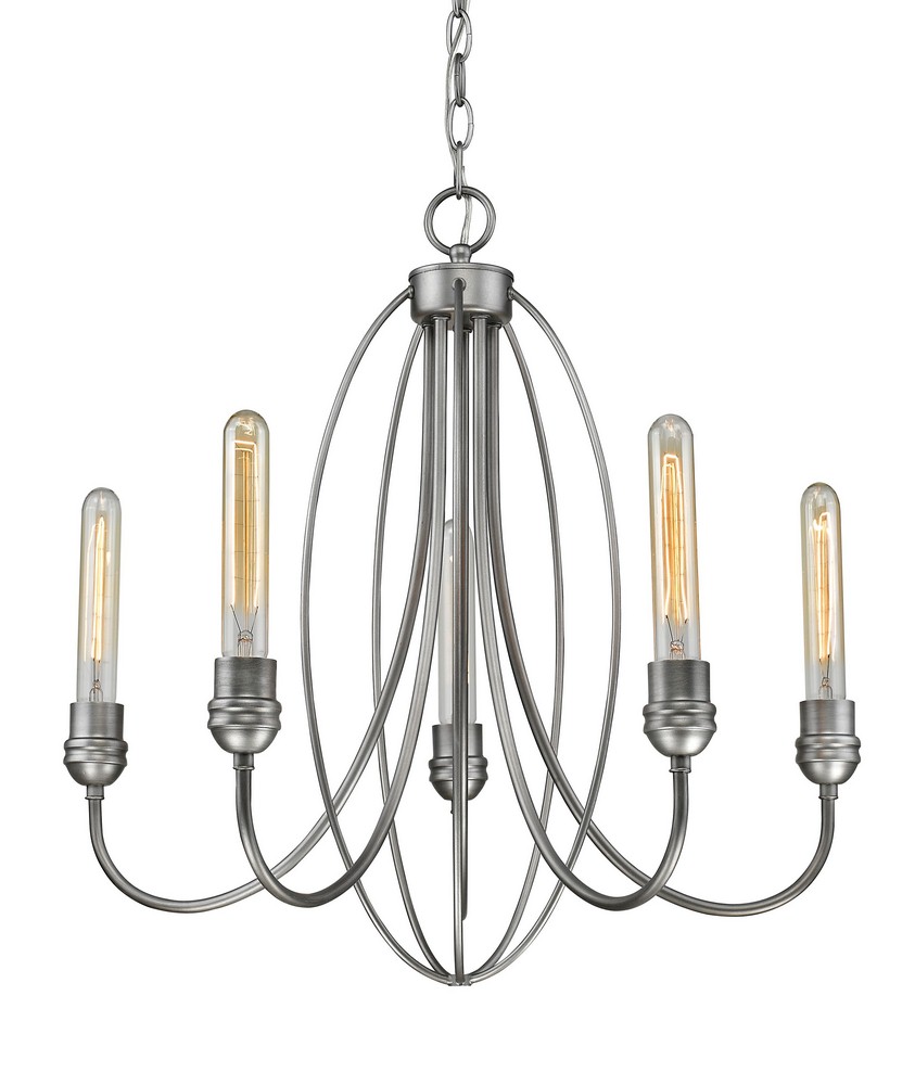 Z-Lite-3000-5OS-Persis - 5 Light Chandelier in Utilitarian Style - 22 Inches Wide by 22 Inches High   Old Silver Finish