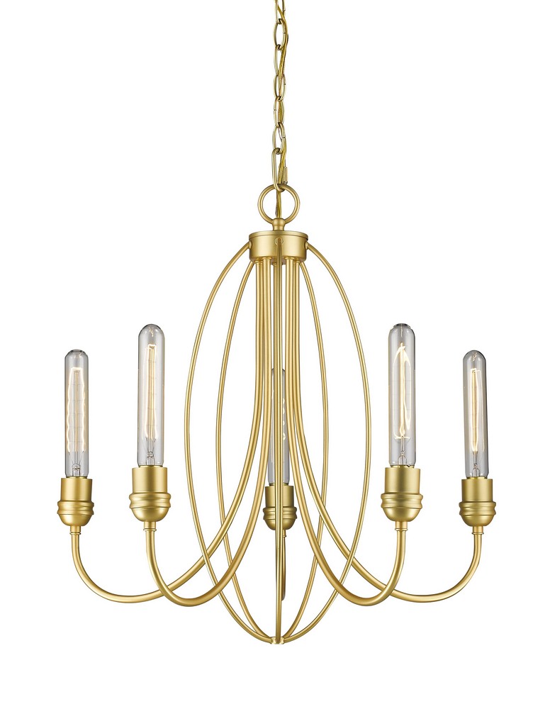 Z-Lite-3000-5SG-Persis - 5 Light Chandelier in Utilitarian Style - 22 Inches Wide by 22 Inches High   Satin Gold Finish