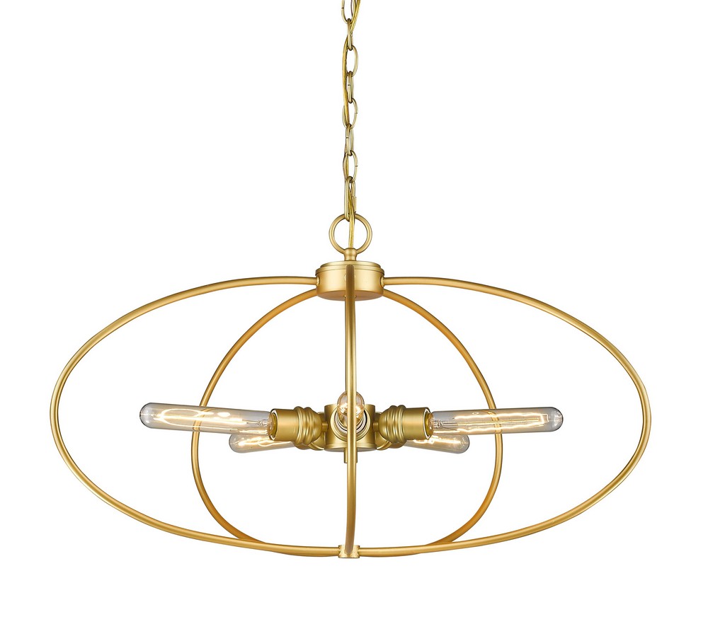 Z-Lite-3000P-SG-Persis - 5 Light Pendant in Metropolitan Style - 28.25 Inches Wide by 16.13 Inches High   Satin Gold Finish