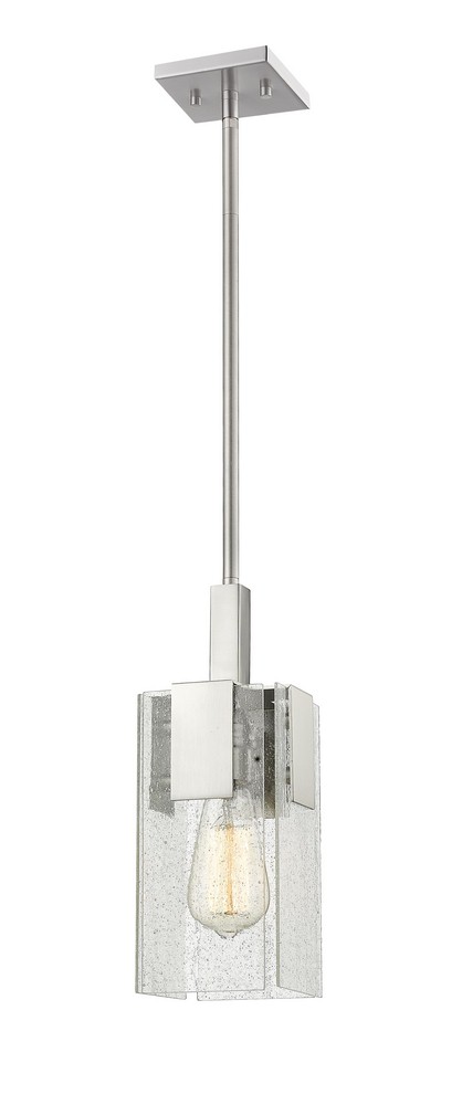 Z-Lite-3002MP-BN-Gantt - 1 Light Mini Pendant in Art Moderne Style - 4.75 Inches Wide by 4.75 Inches High Brushed Nickel  Vintage Brass Finish with Seedy Glass