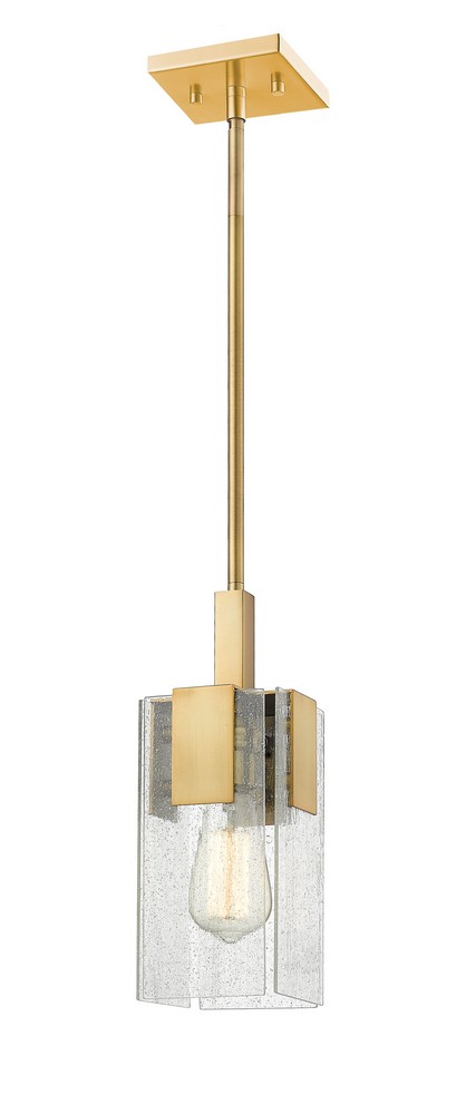 Z-Lite-3002MP-VBRS-Gantt - 1 Light Mini Pendant in Art Moderne Style - 4.75 Inches Wide by 4.75 Inches High Vintage Brass  Vintage Brass Finish with Seedy Glass