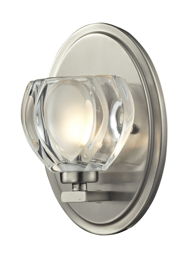 Z-Lite-3022-1V-LED-Jaol - 7.13 Inch 4W 1 LED Bath Vanity Brushed Nickel Clear/Frosted Bronze Finish with Clear Glass