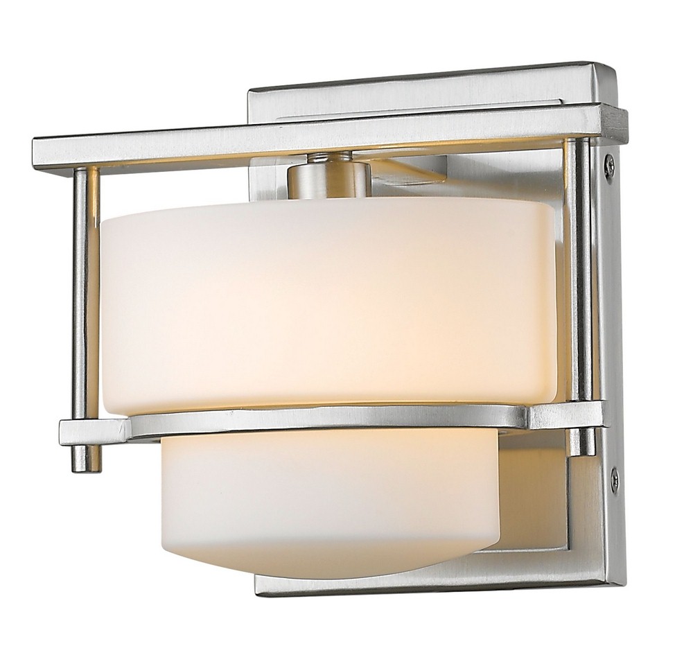 Z-Lite-3030-1S-BN-LED-Porter - 4W 1 LED Wall Sconce in Art Moderne Style - 5.5 Inches Wide by 6.25 Inches High Brushed Nickel  Chrome Finish with Matte Opal Glass