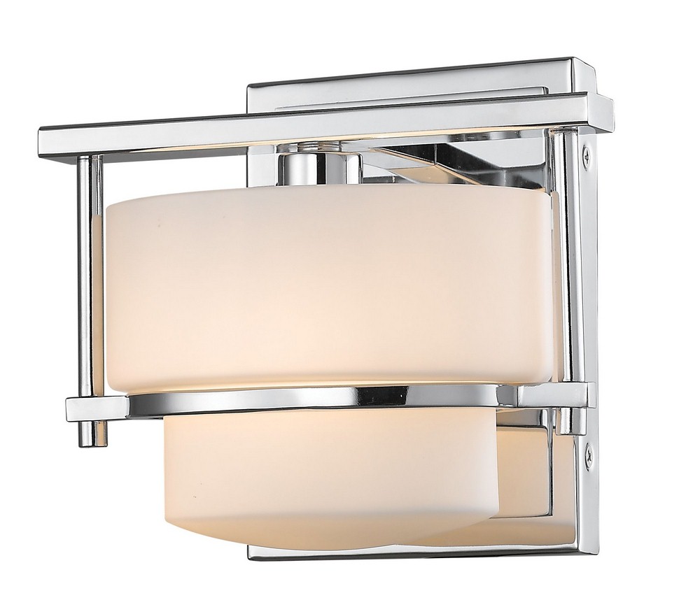 Z-Lite-3030-1S-CH-LED-Porter - 4W 1 LED Wall Sconce in Art Moderne Style - 5.5 Inches Wide by 6.25 Inches High Chrome  Chrome Finish with Matte Opal Glass