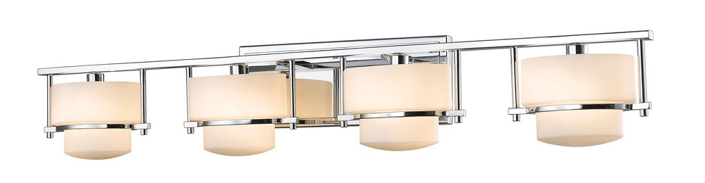 Z-Lite-3030-4V-CH-LED-Porter - 16W 4 LED Bath Vanity in Art Moderne Style - 34 Inches Wide by 6.25 Inches High Chrome  Chrome Finish with Matte Opal Glass