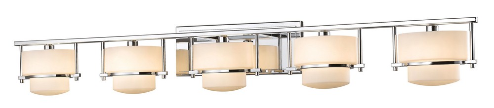 Z-Lite-3030-5V-CH-LED-Porter - 20W 5 LED Bath Vanity in Metropolitan Style - 43 Inches Wide by 6.25 Inches High Chrome  Chrome Finish with Matte Opal Glass