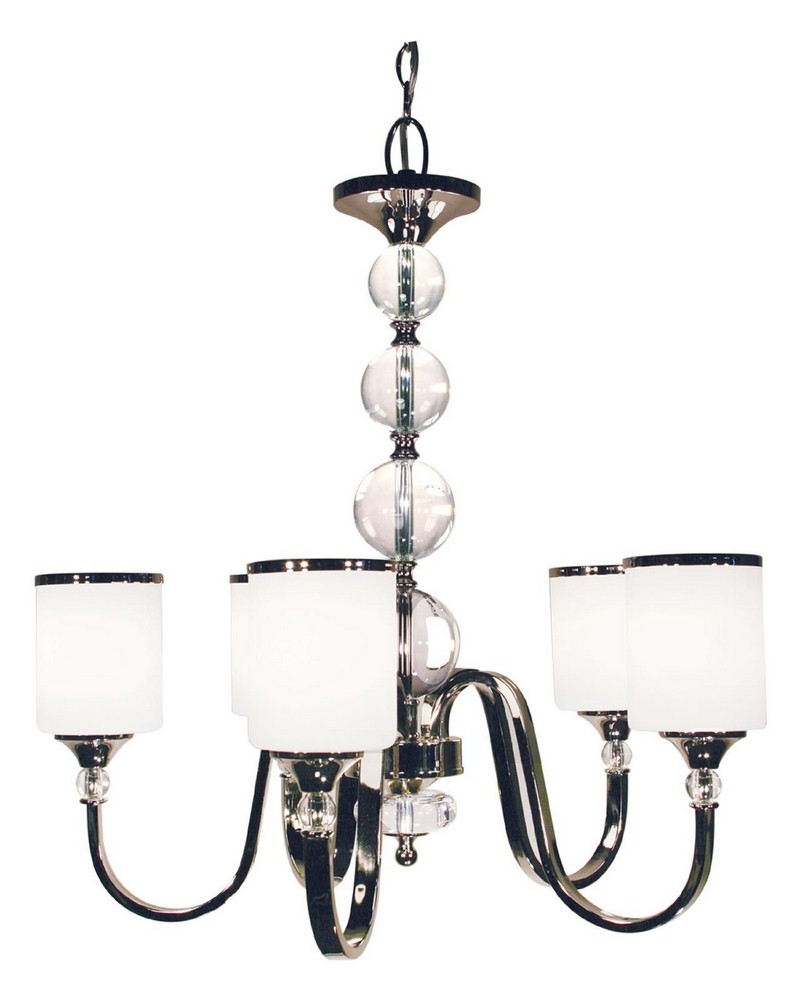 Z-Lite-307-5-CH-Cosmopolitan - 5 Light Chandelier in Metropolitan Style - 25 Inches Wide by 27.5 Inches High   Chrome Finish with Matte Opal Glass