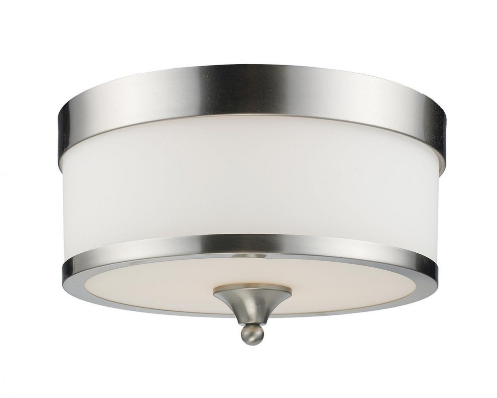 Z-Lite-308F-BN-Cosmopolitan - 3 Light Flush Mount in Classical Style - 13 Inches Wide by 8 Inches High   Brushed Nickel Finish with Matte Opal Glass