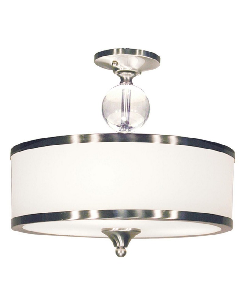 Z-Lite-308SF-BN-Cosmopolitan - 3 Light Semi-Flush Mount in Classical Style - 15.5 Inches Wide by 14.25 Inches High   Brushed Nickel Finish with Matte Opal Glass