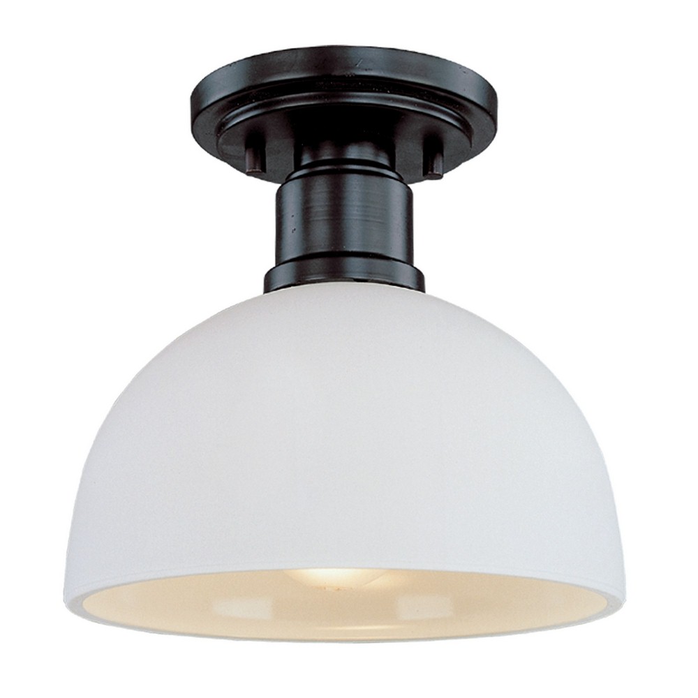 Z-Lite-314F-BRZ-Chelsey - 1 Light Flush Mount in Art Moderne Style - 8 Inches Wide by 7.75 Inches High   Bronze Finish with Matte Opal Glass