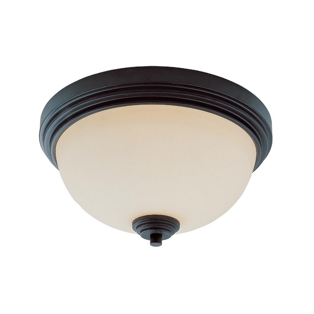 Z-Lite-314F2-BRZ-Chelsey - 2 Light Flush Mount in Art Moderne Style - 12 Inches Wide by 6.38 Inches High   Bronze Finish with Matte Opal Glass