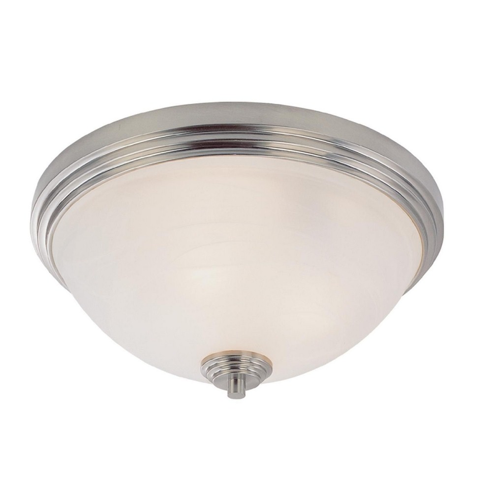 Z-Lite-314F3-BN-Chelsey - 3 Light Flush Mount in Utilitarian Style - 14 Inches Wide by 6.5 Inches High   Brushed Nickel Finish with White Swirl Glass