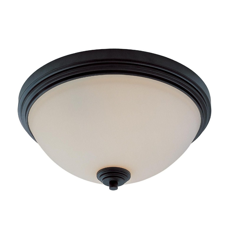 Z-Lite-314F3-BRZ-Chelsey - 3 Light Flush Mount in Utilitarian Style - 14 Inches Wide by 6.5 Inches High   Bronze Finish with Matte Opal Glass