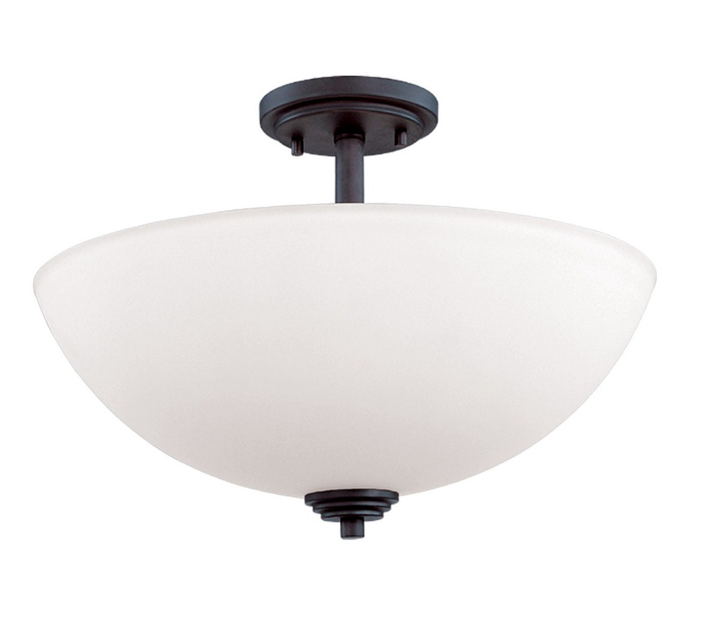 Z-Lite-314SF-BRZ-Chelsey - 3 Light Semi-Flush Mount in Utilitarian Style - 15.75 Inches Wide by 11.25 Inches High   Bronze Finish with Matte Opal Glass