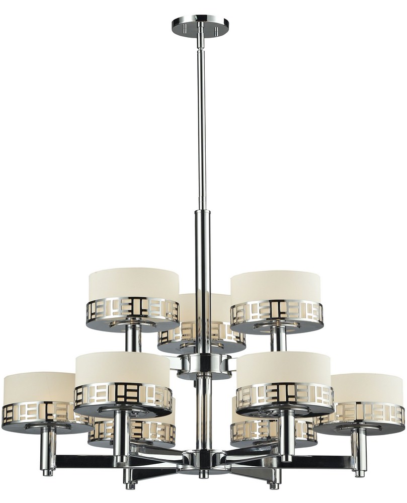 Z-Lite-328-9-CH-Elea - 9 Light Chandelier in Fusion Style - 31.75 Inches Wide by 22.75 Inches High   Chrome Finish with Matte Opal Glass