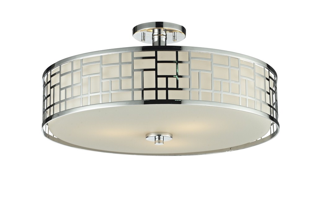 Z-Lite-328-SF20-CH-Elea - 3 Light Semi-Flush Mount in Fusion Style - 20.5 Inches Wide by 10.5 Inches High   Chrome Finish with Matte Opal Glass