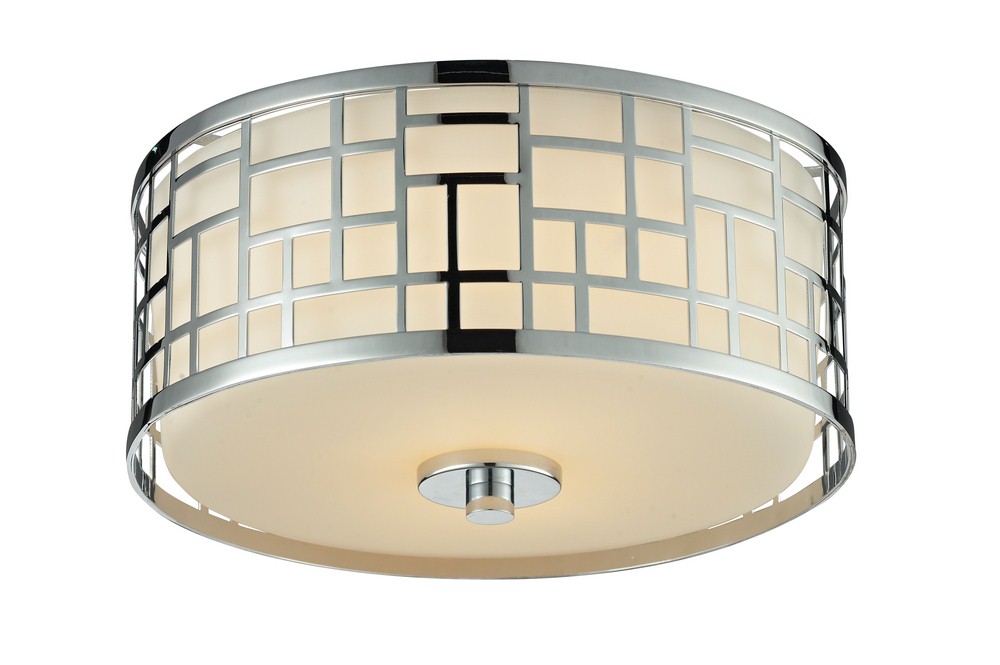 Z-Lite-328F12-CH-Elea - 2 Light Flush Mount in Fusion Style - 11.75 Inches Wide by 6 Inches High   Chrome Finish with Matte Opal Glass