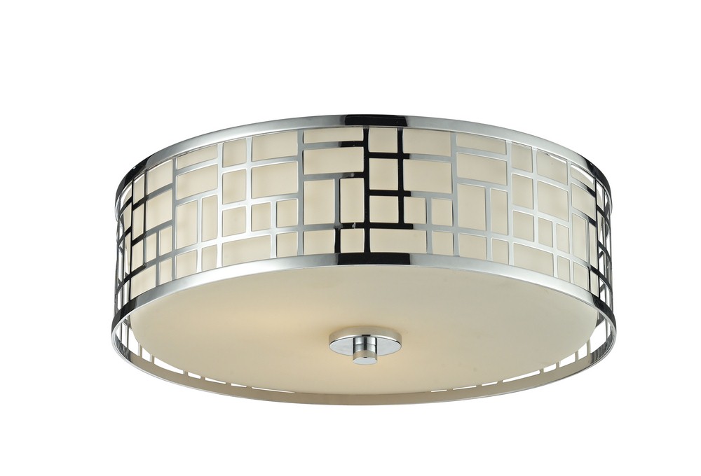 Z-Lite-328F16-CH-Elea - 3 Light Flush Mount in Fusion Style - 16.25 Inches Wide by 6.25 Inches High   Chrome Finish with Matte Opal Glass