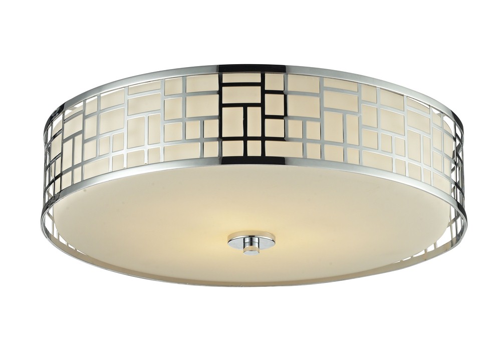 Z-Lite-328F20-CH-Elea - 3 Light Flush Mount in Fusion Style - 20.5 Inches Wide by 6.5 Inches High   Chrome Finish with Matte Opal Glass