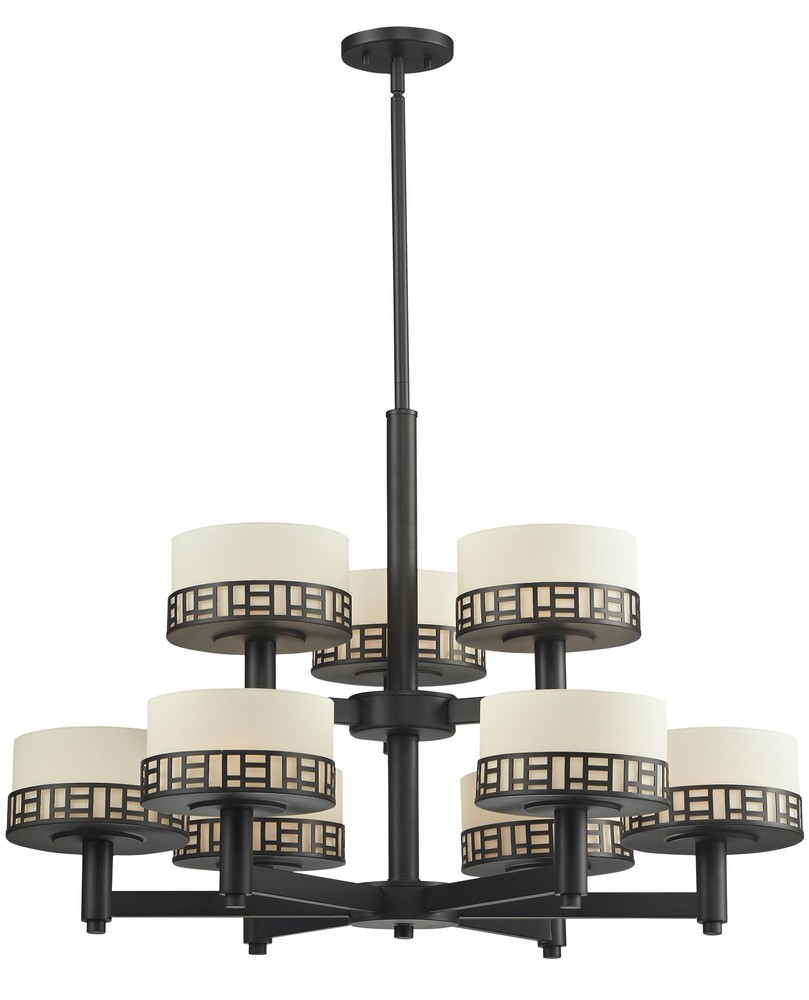 Z-Lite-329-9-BRZ-Elea - 9 Light Chandelier in Fusion Style - 31.75 Inches Wide by 22.75 Inches High   Bronze Finish with Matte Opal Glass