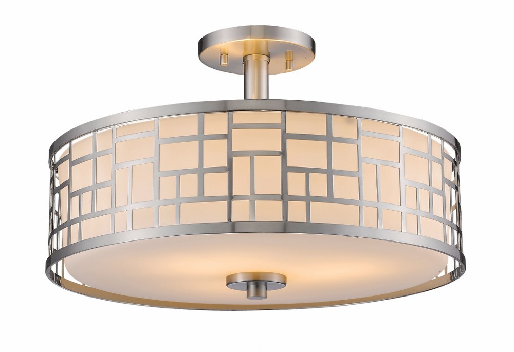 Z-Lite-330-SF16-BN-Elea - 3 Light Semi-Flush Mount   Brushed Nickel Finish with Matte Opal Glass