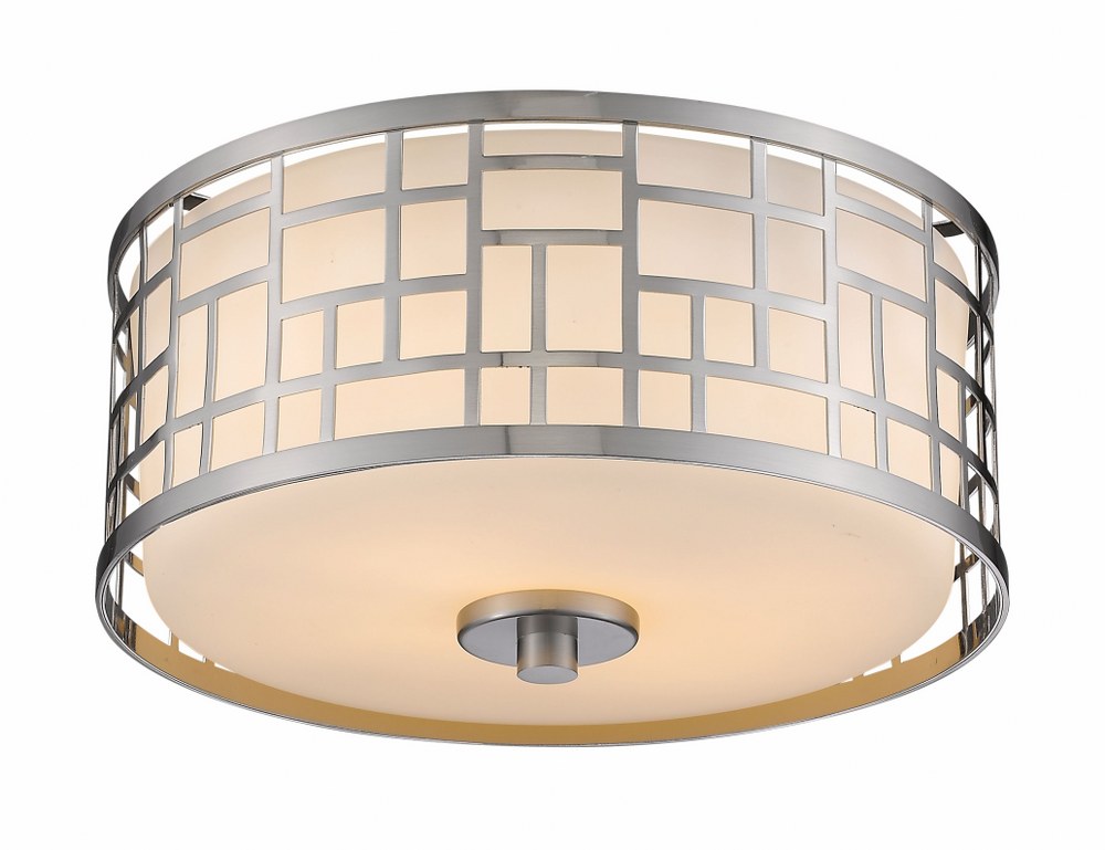 Z-Lite-330F12-BN-Elea - 2 Light Flush Mount   Brushed Nickel Finish with Matte Opal Glass