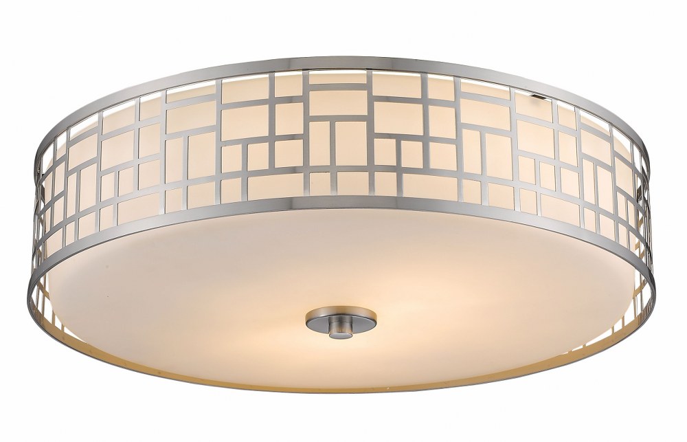 Z-Lite-330F20-BN-Elea - 3 Light Flush Mount   Brushed Nickel Finish with Matte Opal Glass