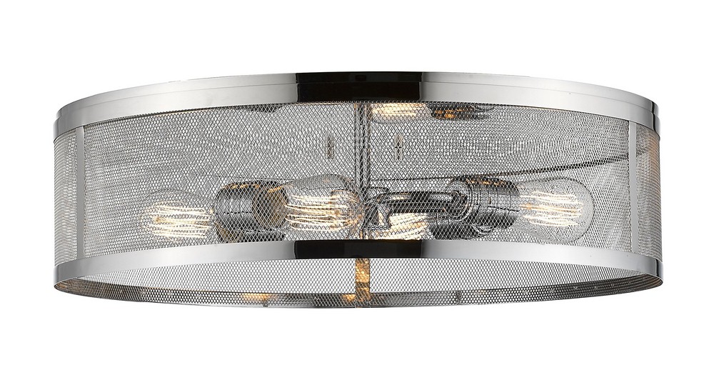 Z-Lite-331F21-CH-Meshsmith - 4 Light Flush Mount in Linear Style - 21.13 Inches Wide by 6 Inches High Chrome Chrome Natural Brass Finish with Natural Brass Metal Shade