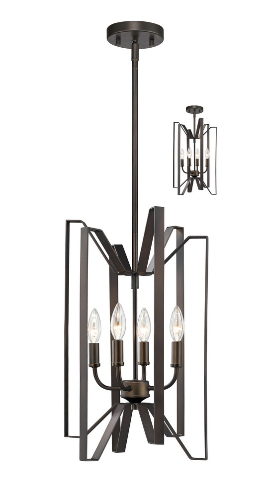 Z-Lite-4000-4BRZ-Marsala - 4 Light Pendant in Fusion Style - 12 Inches Wide by 20 Inches High Bronze  Bronze Finish