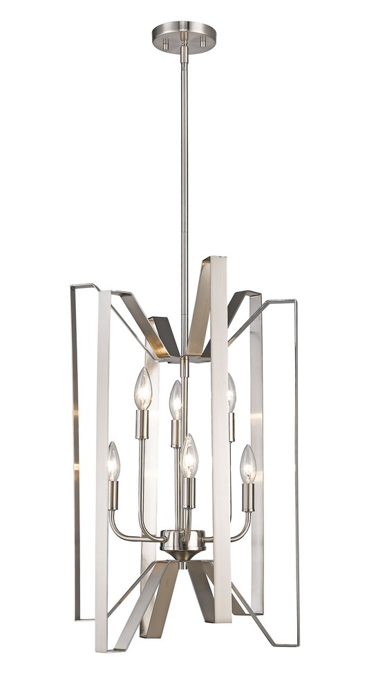 Z-Lite-4000-6BN-Marsala - 6 Light Pendant in Fusion Style - 16 Inches Wide by 26 Inches High Brushed Nickel  Polished Metallic Gold Finish