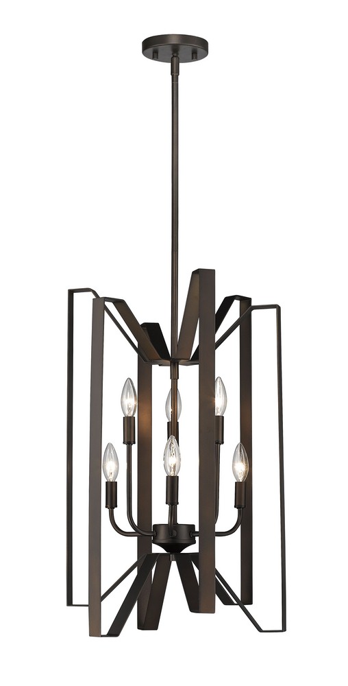 Z-Lite-4000-6BRZ-Marsala - 6 Light Pendant in Fusion Style - 16 Inches Wide by 26 Inches High Bronze  Polished Metallic Gold Finish