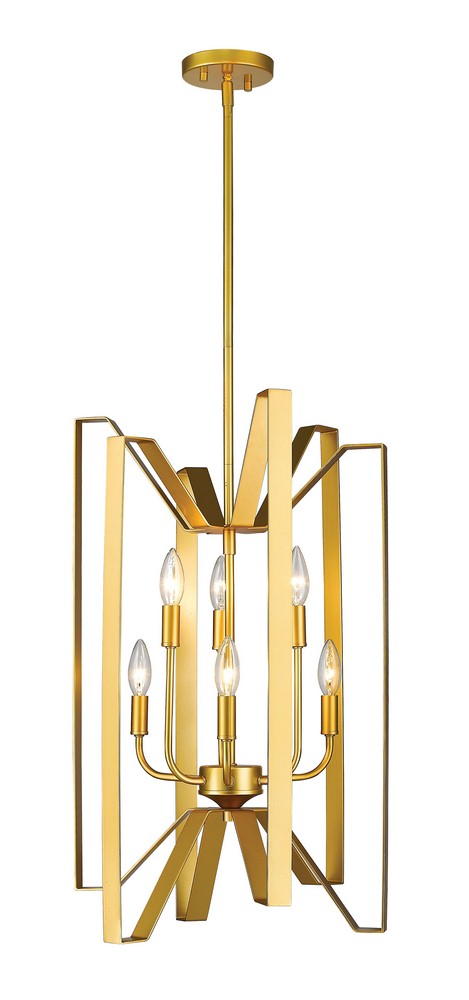 Z-Lite-4000-6PMG-Marsala - 6 Light Pendant in Fusion Style - 16 Inches Wide by 26 Inches High Polished Metallic Gold  Polished Metallic Gold Finish