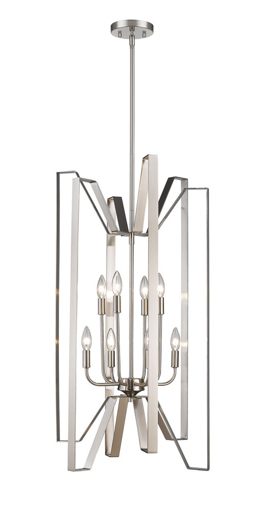 Z-Lite-4000-8BN-Marsala - 8 Light Pendant in Fusion Style - 19 Inches Wide by 36 Inches High Brushed Nickel  Polished Metallic Gold Finish