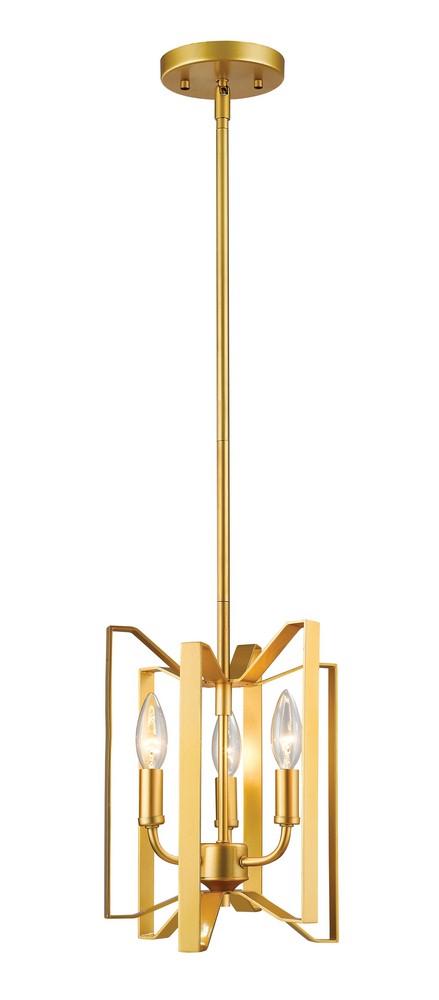 Z-Lite-4000MP-PMG-Marsala - 3 Light Mini Pendant in Fusion Style - 9 Inches Wide by 12 Inches High Polished Metallic Gold  Polished Metallic Gold Finish