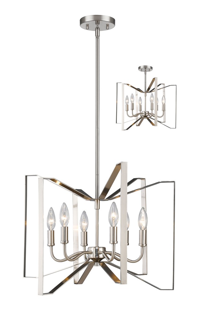 Z-Lite-4000P-BN-Marsala - 6 Light Pendant in Whimsical Style - 20 Inches Wide by 15 Inches High Brushed Nickel  Polished Metallic Gold Finish