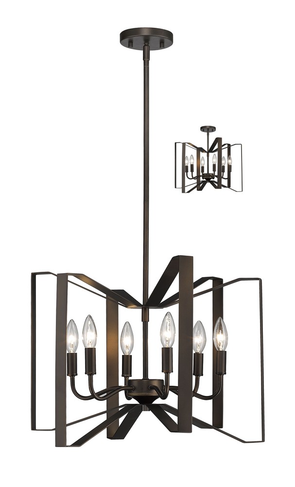 Z-Lite-4000P-BRZ-Marsala - 6 Light Pendant in Whimsical Style - 20 Inches Wide by 15 Inches High Bronze  Polished Metallic Gold Finish