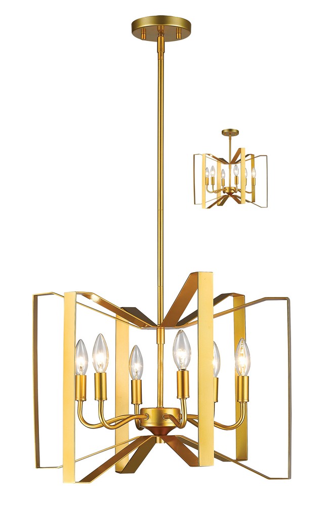 Z-Lite-4000P-PMG-Marsala - 6 Light Pendant in Whimsical Style - 20 Inches Wide by 15 Inches High Polished Metallic Gold  Polished Metallic Gold Finish