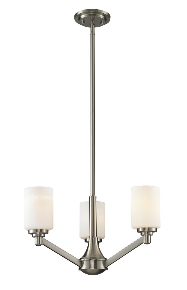 Z-Lite-410-3-Montego - 3 Light Chandelier in Fusion Style - 20.63 Inches Wide by 58.75 Inches High Brushed Nickel  Coppery Bronze Finish with Matte Opal Glass