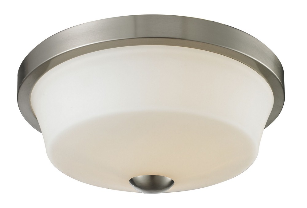 Z-Lite-410F2-Montego - 2 Light Flush Mount in Fusion Style - 13.38 Inches Wide by 5.75 Inches High Brushed Nickel  Coppery Bronze Finish with Matte Opal Glass