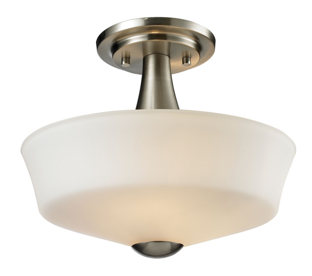 Z-Lite-410SF2-Montego - 2 Light Semi-Flush Mount in Fusion Style - 12 Inches Wide by 9.75 Inches High Brushed Nickel  Coppery Bronze Finish with Matte Opal Glass