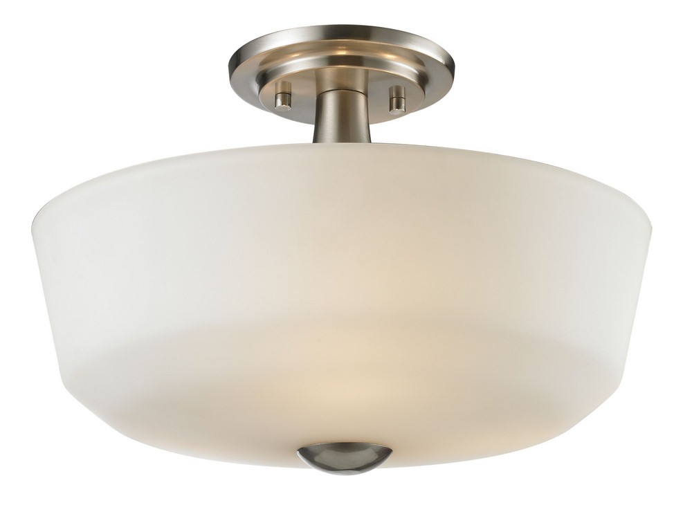 Z-Lite-410SF3-Montego - 3 Light Semi-Flush Mount in Fusion Style - 14.63 Inches Wide by 10.38 Inches High Brushed Nickel  Coppery Bronze Finish with Matte Opal Glass